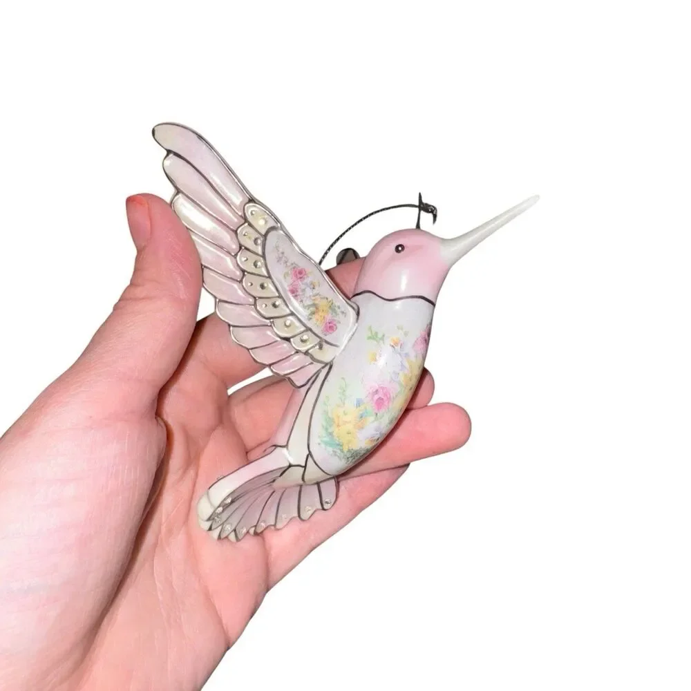 Lena Liu's Crystal Rose Hummingbird Precious Jewels‎ Ornament Bradford Editions